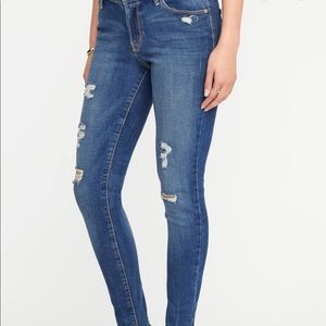 Old Navy Mid Rise Distressed Skinny Jeans